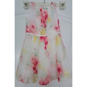 Janie and Jack Rose Print Sleeveless Chiffon Dress w Side Zip 2T